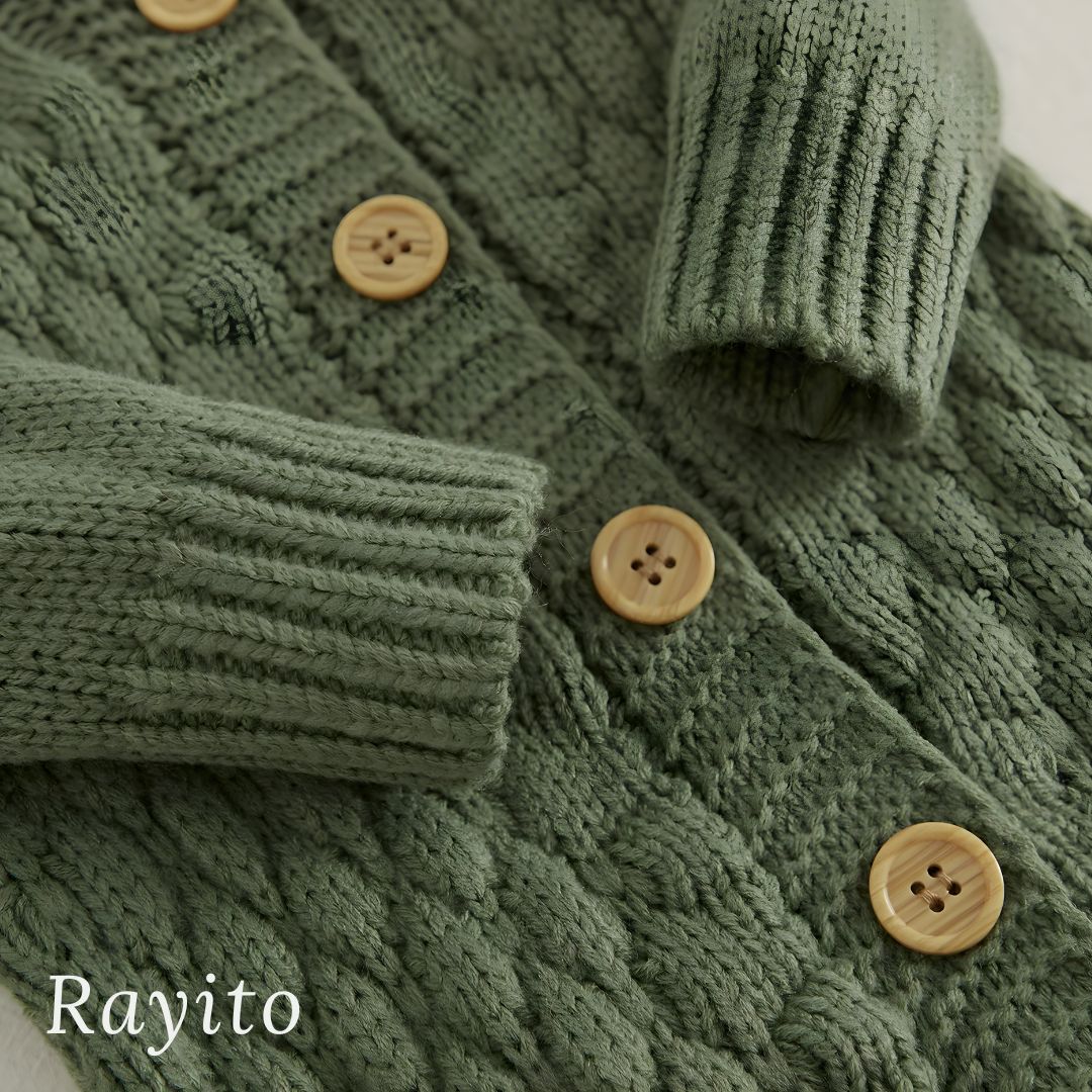 Conjunto de 2 Piezas para Bebé de Tejido de Punto Verde Cómodo – Mameluco y Gorrito Osito