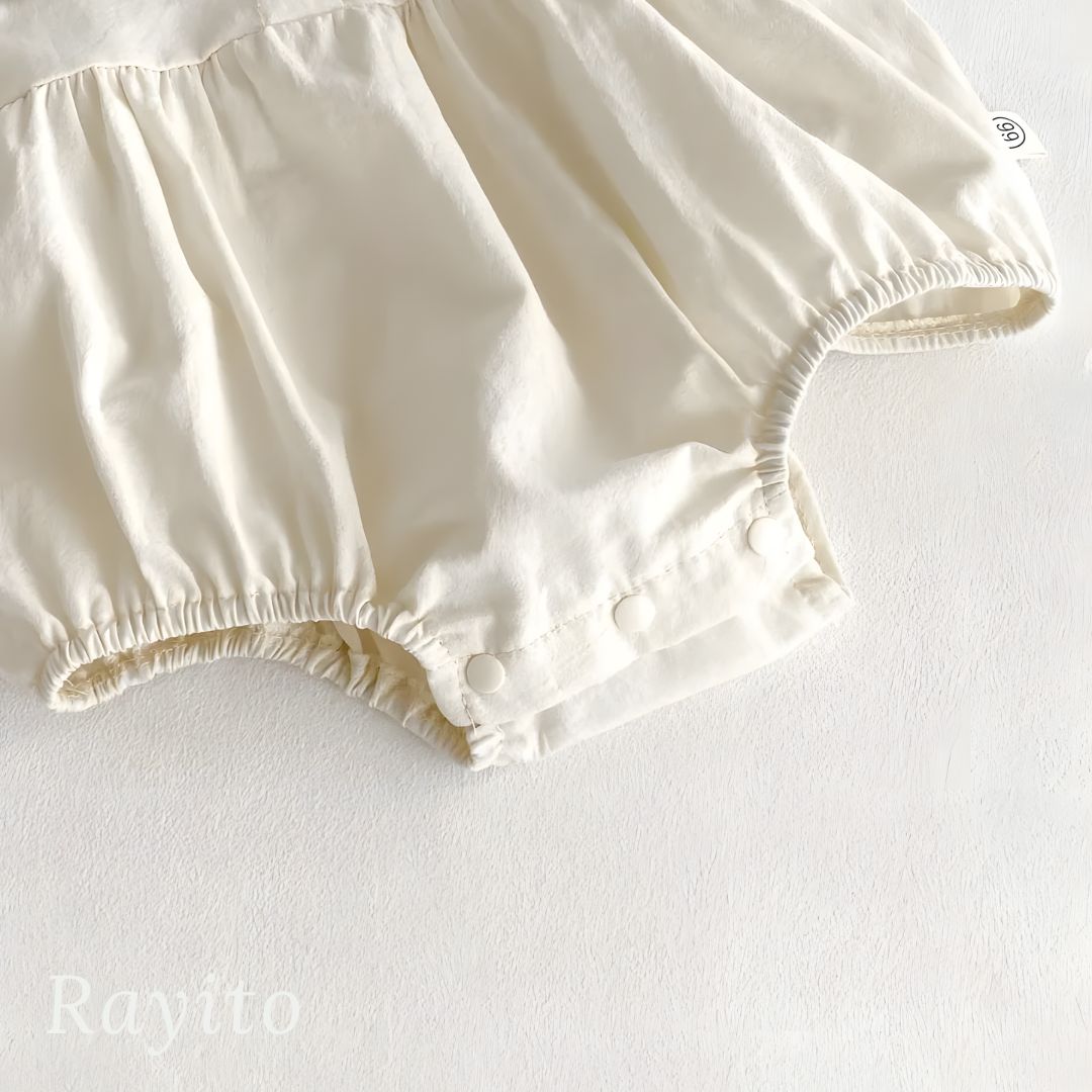 Mameluco Corto Infantil para Niña de Algodón Blanco y Negro Cómodo y Suave – Encaje Bordado Elegante