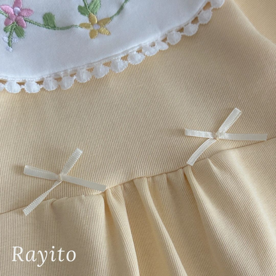 Mameluco Infantil para Niña de Algodón Amarillo Cómodo y Suave – Bordado Flores