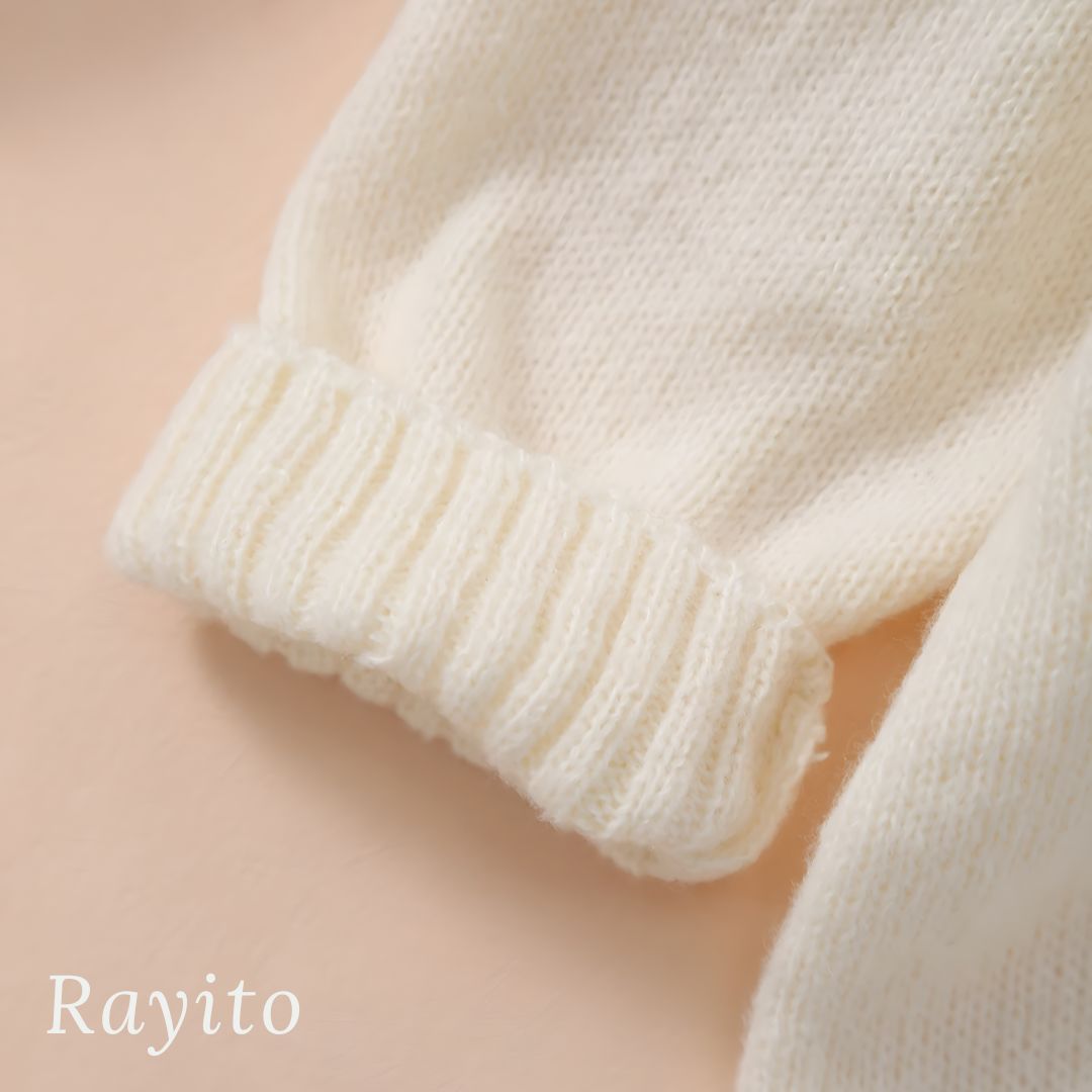 Mameluco Infantil Tejido de Punto Blanco Marfil Cómodo y Suave – Flores Bordadas Rosas