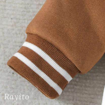 Mameluco para Bebé de Algodón Blanco y Café Cómodo y Suave – Osito Varsity Beige