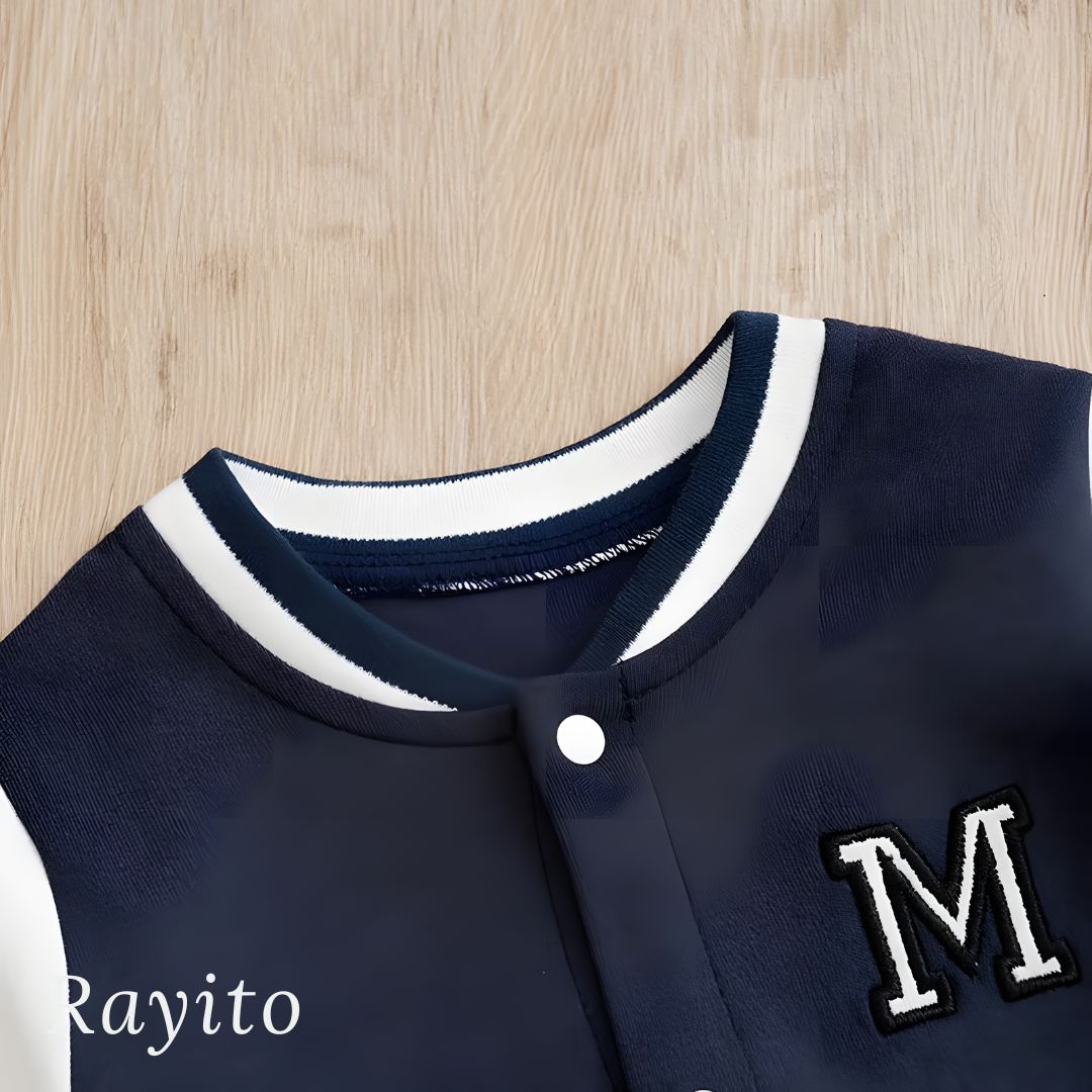 Mameluco para Bebé de Algodón Azul Marino y Blanco Cómodo – Estilo Beisbol