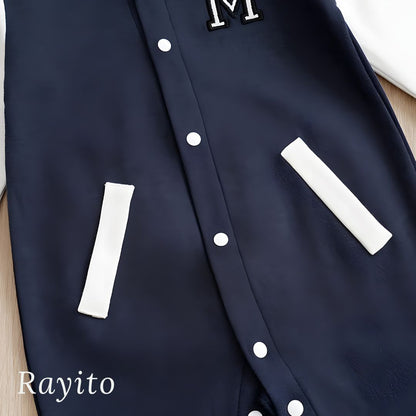Mameluco para Bebé de Algodón Azul Marino y Blanco Cómodo – Estilo Beisbol