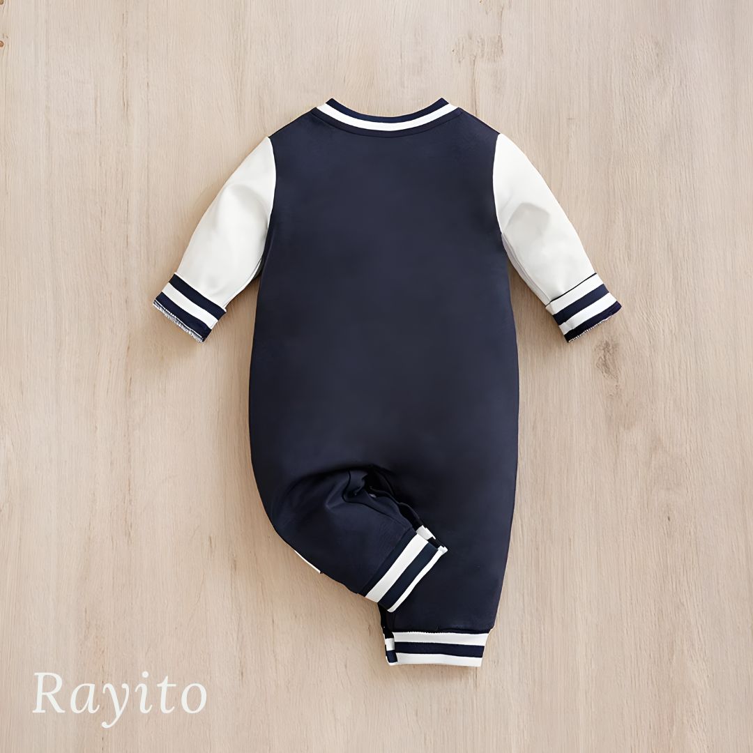 Mameluco para Bebé de Algodón Azul Marino y Blanco Cómodo – Estilo Beisbol